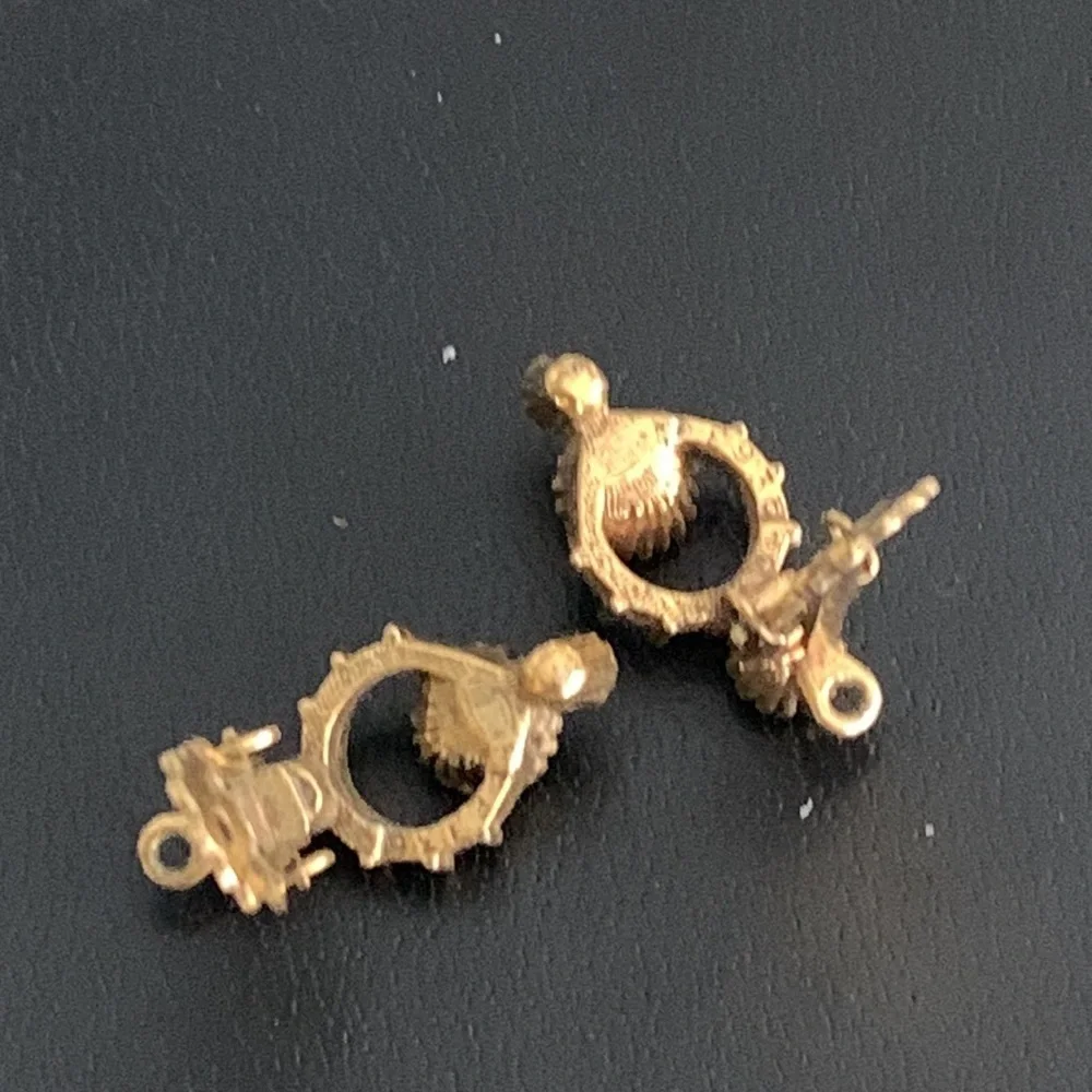 Two pairs of gold tone rhinestone clip-on‎ earrings